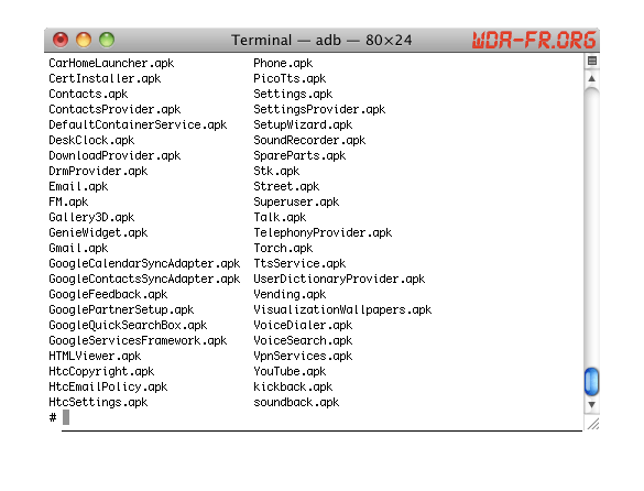 Liste des applications Android installées.