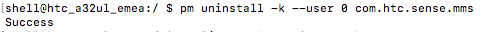 Désinstallation d'HTC Sense via shell ADB.