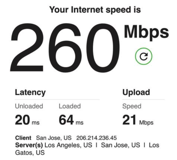 Débit internet Starlink US - 03/2021