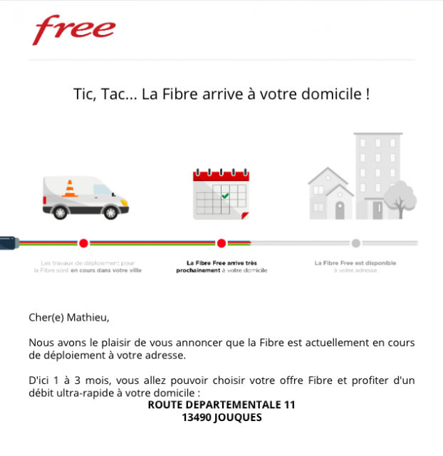 La Fibre arrive prochainement à votre domicile - Free 22/03/2021