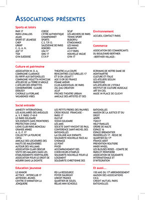 Flyer du Forum 2010 des Associations du XVIIème ardt. de Paris - Liste des participants.
